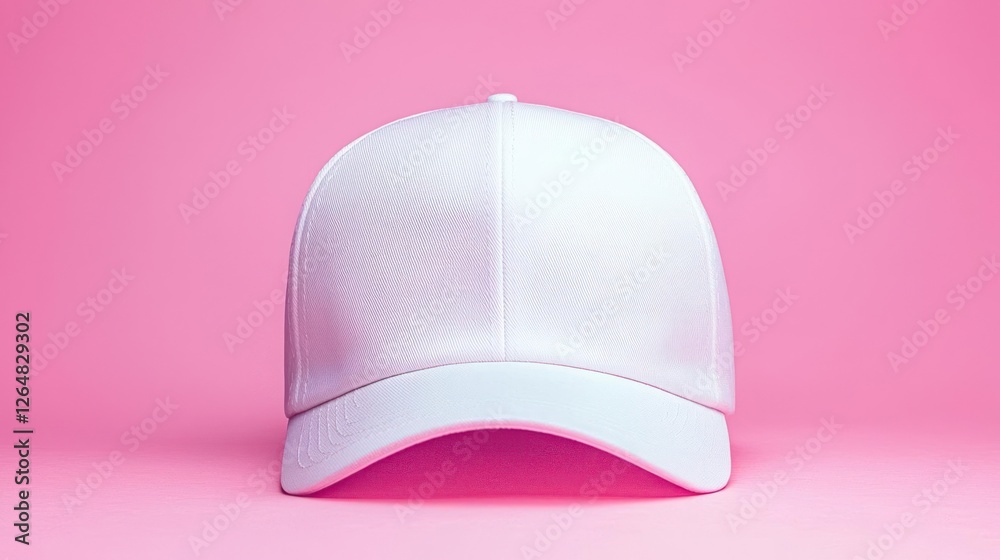 Fototapeta premium White Textured Cap on Pink Background