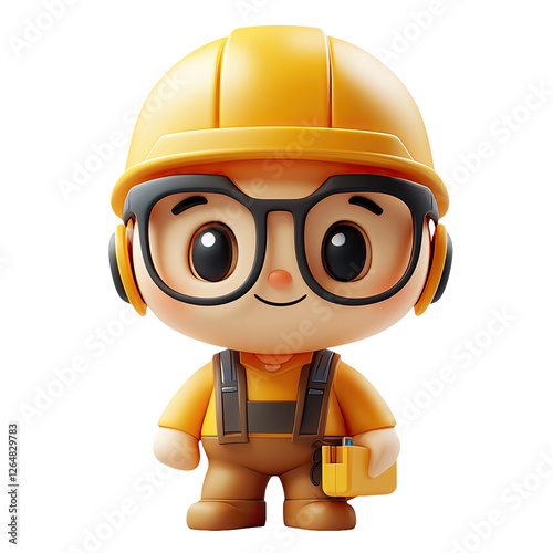 Cheerful Cartoon Construction Worker Illustration