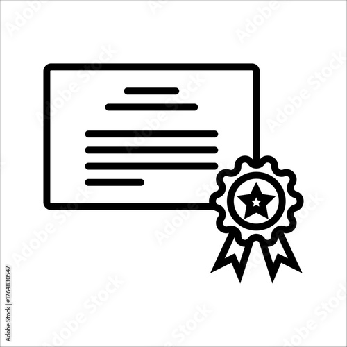 Certificate with Seal icon isolated on white background. Vector illustration.