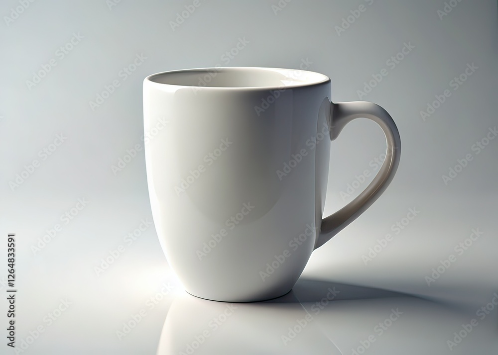 Obraz premium Aerial View White Ceramic Mug, Smooth Surface, Shadow