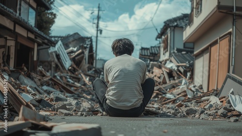 巨大地震による日本家屋の倒壊 photo