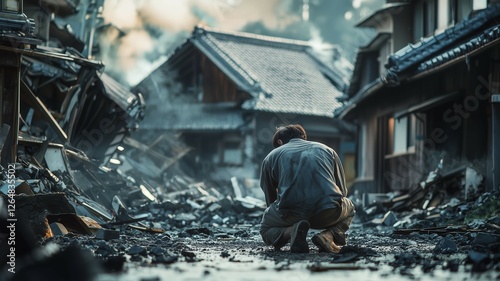 巨大地震による日本家屋の倒壊 photo