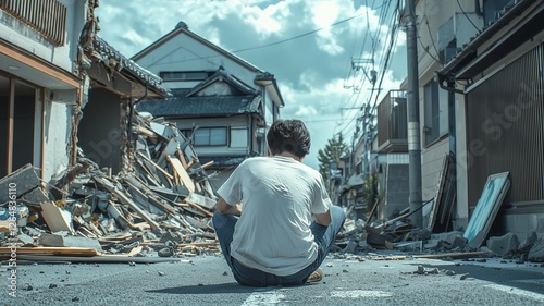 巨大地震による日本家屋の倒壊 photo