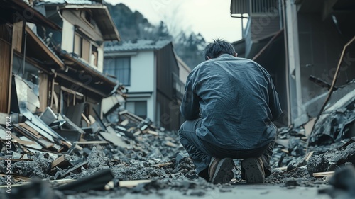 巨大地震による日本家屋の倒壊 photo