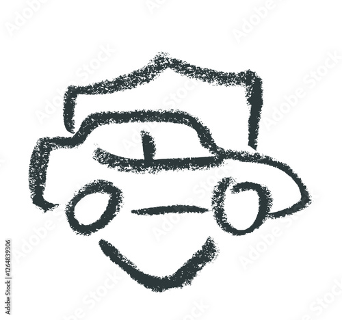 Car Insurance Related Icon Crayon Chalk Drawing Vector