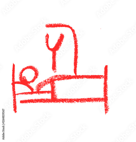 Patient In Bed Insurance Related Icon Crayon Chalk Drawing Vector