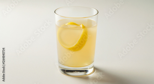 Wallpaper Mural Simple Ginger Lemon Mocktail, Refreshing and Clean, Garnished with Lemon Peel, Against a White Background Torontodigital.ca