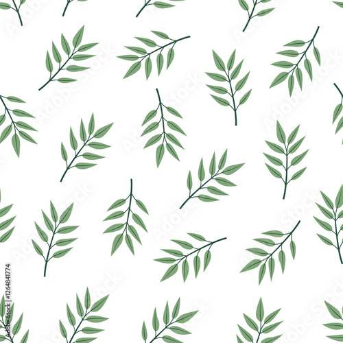 Simple green vector pattern with leaves illustration