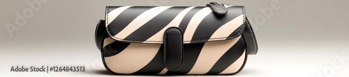 Black and White Striped Leather Bag with a Stylish Design. Generative AI photo