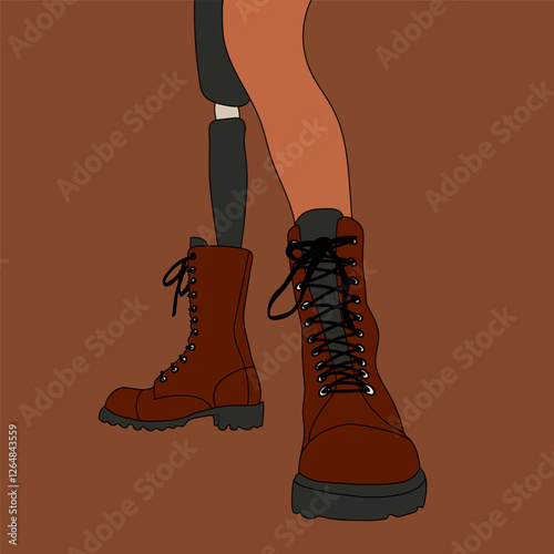 Stylish Female Legs with Prosthetic Leg.  Fashion and Accessories