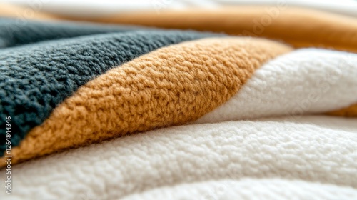 Cozy Textures and Soft Colors in a Close-Up of a Blanket. Generative AI