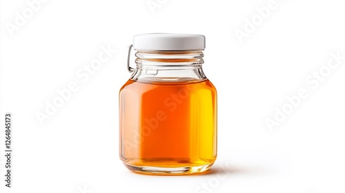 Glass Bottle with Oil on a White Isolated Background. Generative AI photo