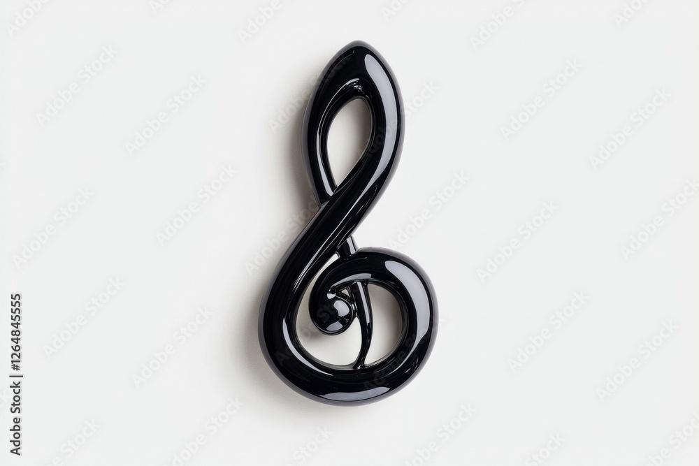 A sleek black treble clef on white, used for musical content & minimalist design A sleek black treble clef on white, used for musical content & minimalist design