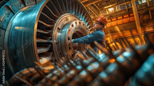a mechanical engineer works on a huge metal machine