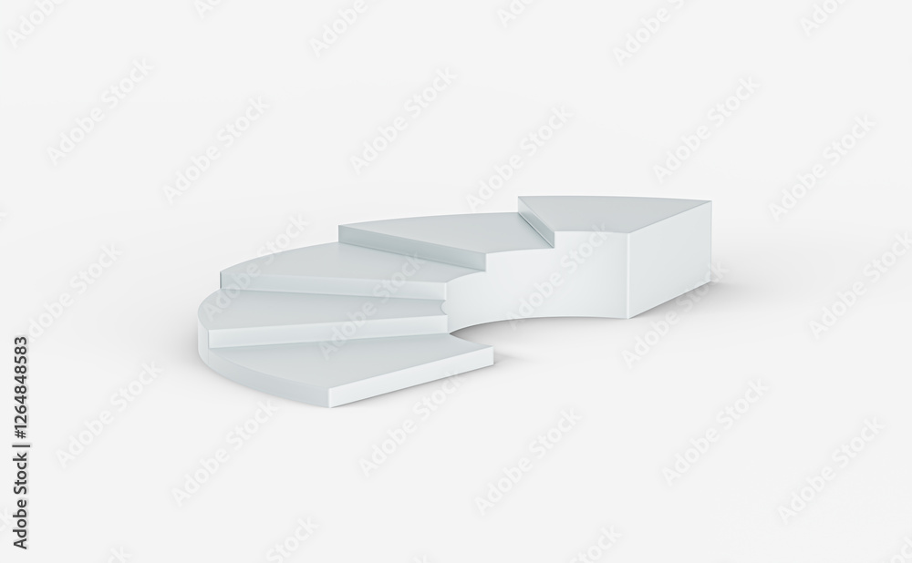 Modern white staircase with sleek curved design, perfect for architectural concepts, 3d illustration Modern white staircase with sleek curved design, perfect for architectural concepts, 3d illustration