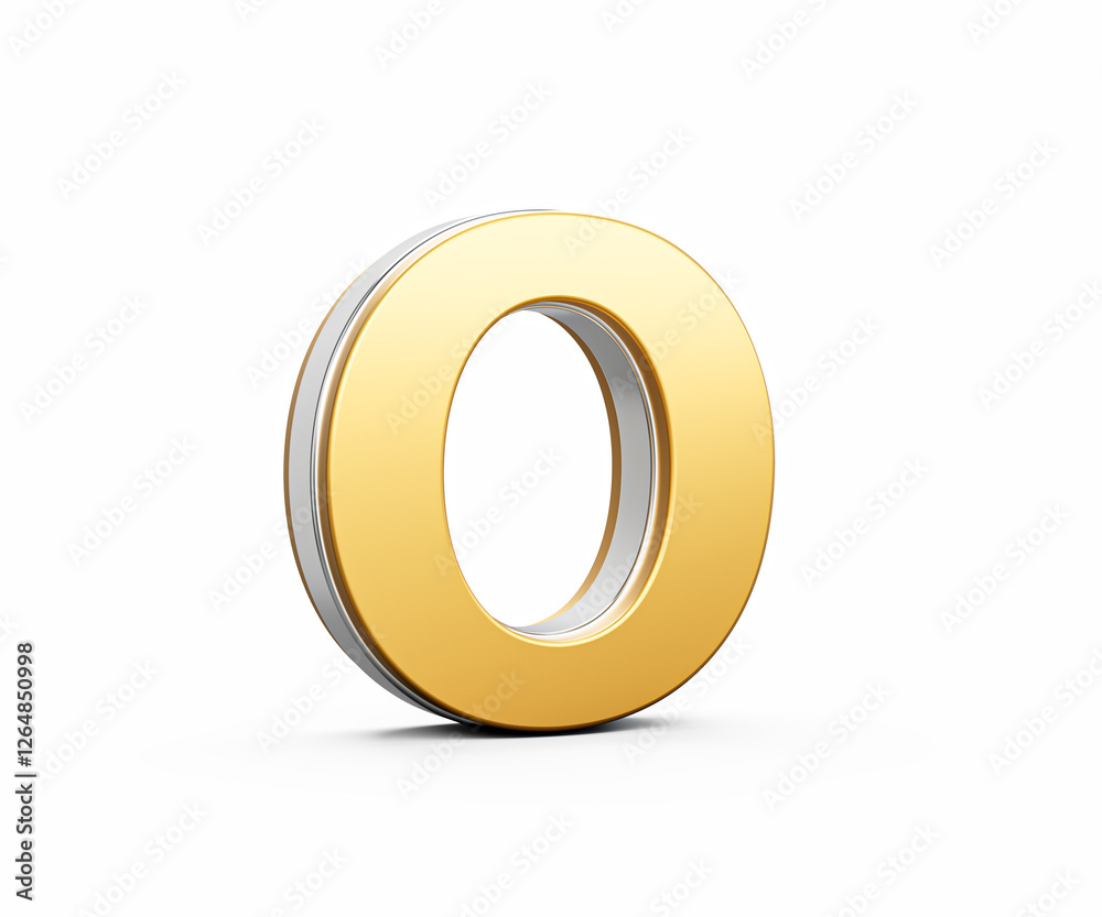 Golden Capital Letter O Gleams With Sleek Modern Design Bold Font With Sharp Edges 3D Illustration Golden Capital Letter O Gleams With Sleek Modern Design Bold Font With Sharp Edges 3D Illustration
