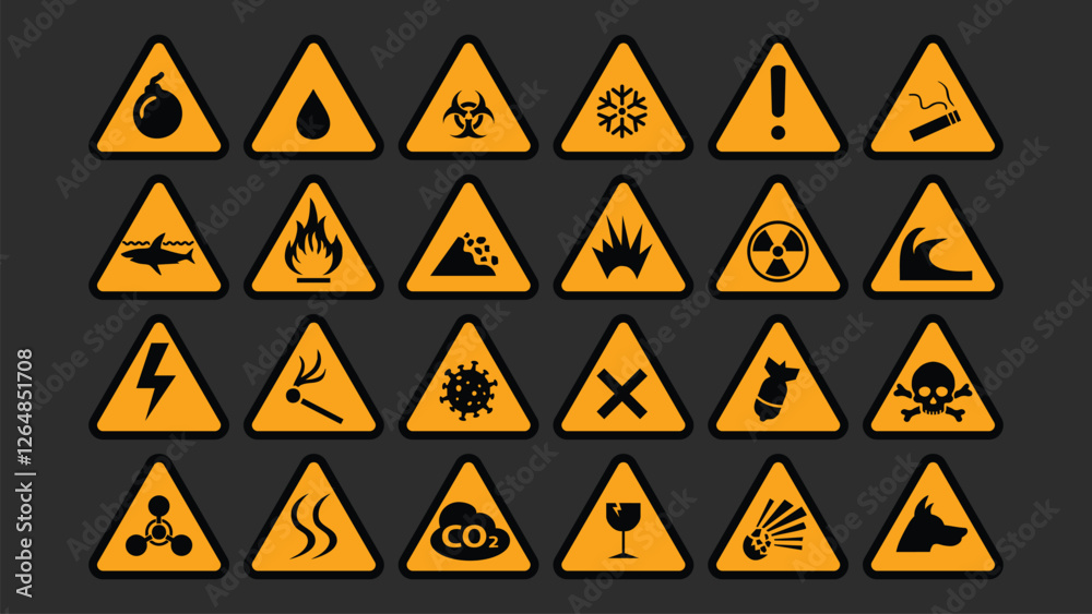 Danger Signs Collection – High-Quality Vector Hazard Symbols for Safety and Risk Indication
Danger Signs Collection – High-Quality Vector Hazard Symbols for Safety and Risk Indication