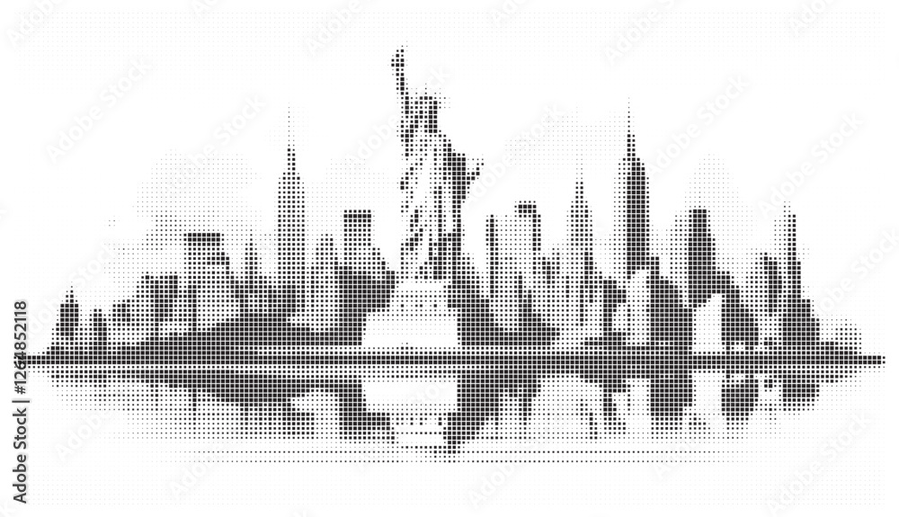 New York Liberty Silhouette Halftone New York Liberty Silhouette Halftone