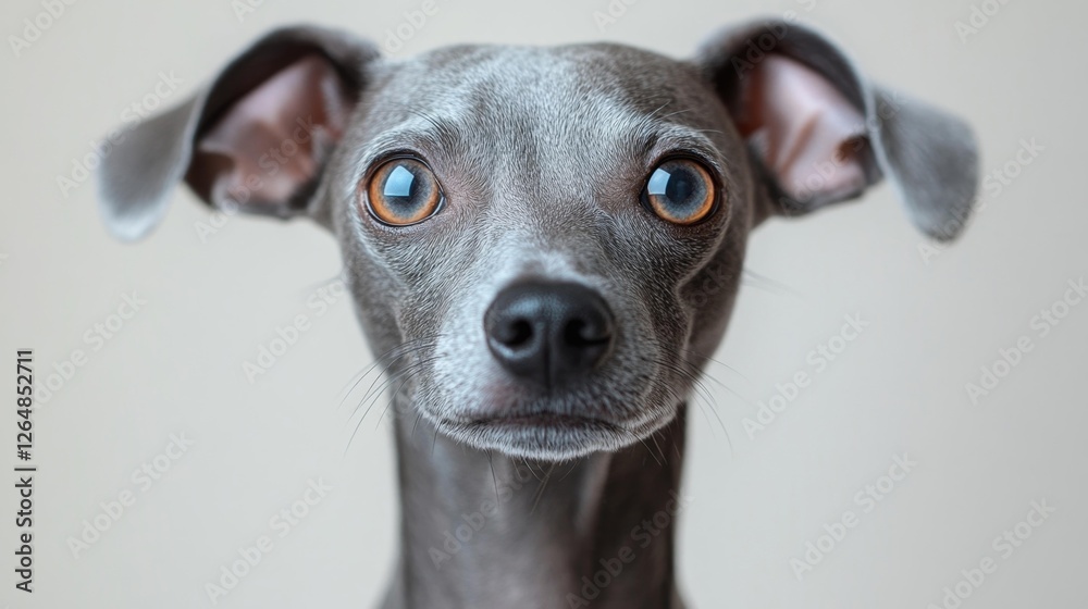 Close-Up of a Cute Grey Italian Greyhound Dog with Big Eyes. Generative AI Close-Up of a Cute Grey Italian Greyhound Dog with Big Eyes. Generative AI