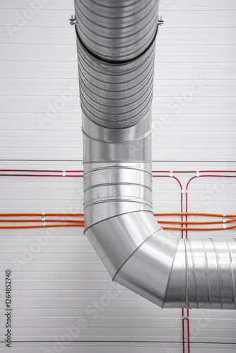 Obraz na płótnie aluminum pipe - industrial space ventilation - clean background - industrial sector w salonie