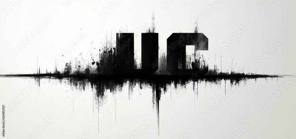Obraz premium Abstract UC Logo Design: Black Ink Splatter Artwork