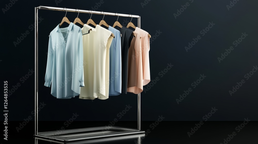 custom made wallpaper toronto digitalElegant Blouses Displayed on Modern Rack with Dark Backdrop