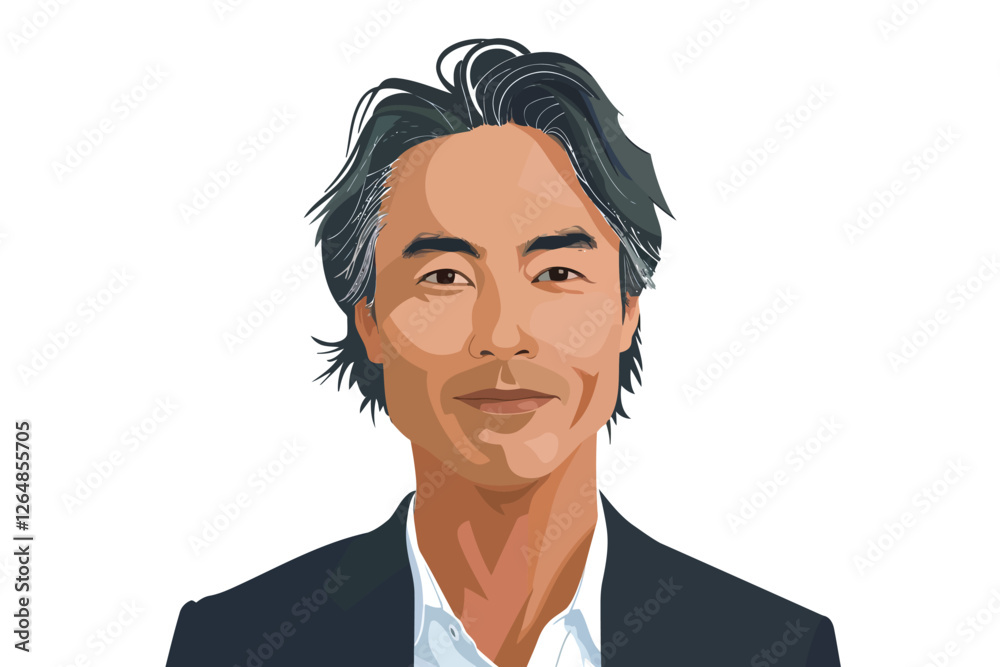 Business headshot of asian man isolated illustration Business headshot of asian man isolated illustration
