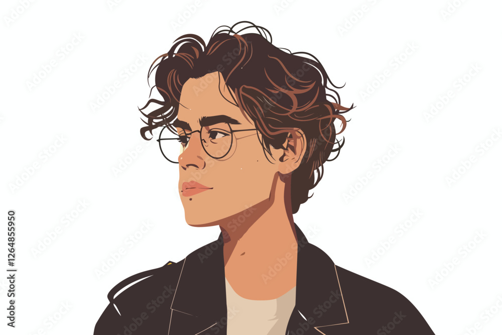Business headshot of non binary person isolated illustration Business headshot of non binary person isolated illustration