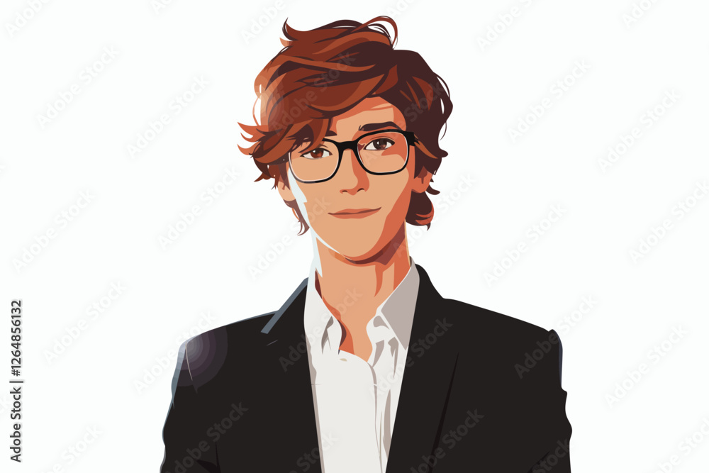 Business headshot of teen boy isolated illustration Business headshot of teen boy isolated illustration