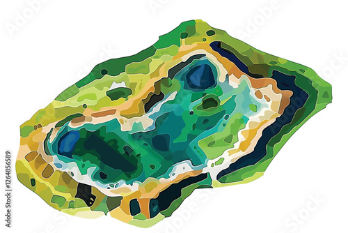 Landfill Site Aerial View Environmental Impact isolated illustration