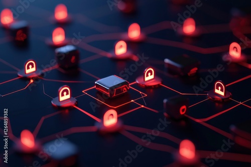 Security network concept with glowing padlocks and circuit, data protection, web use
