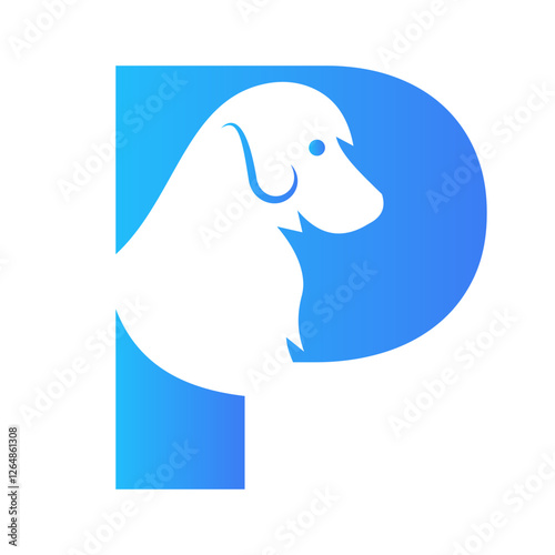 Initial Letter P Dog Logo Design Concept For Pet or Paw Symbol