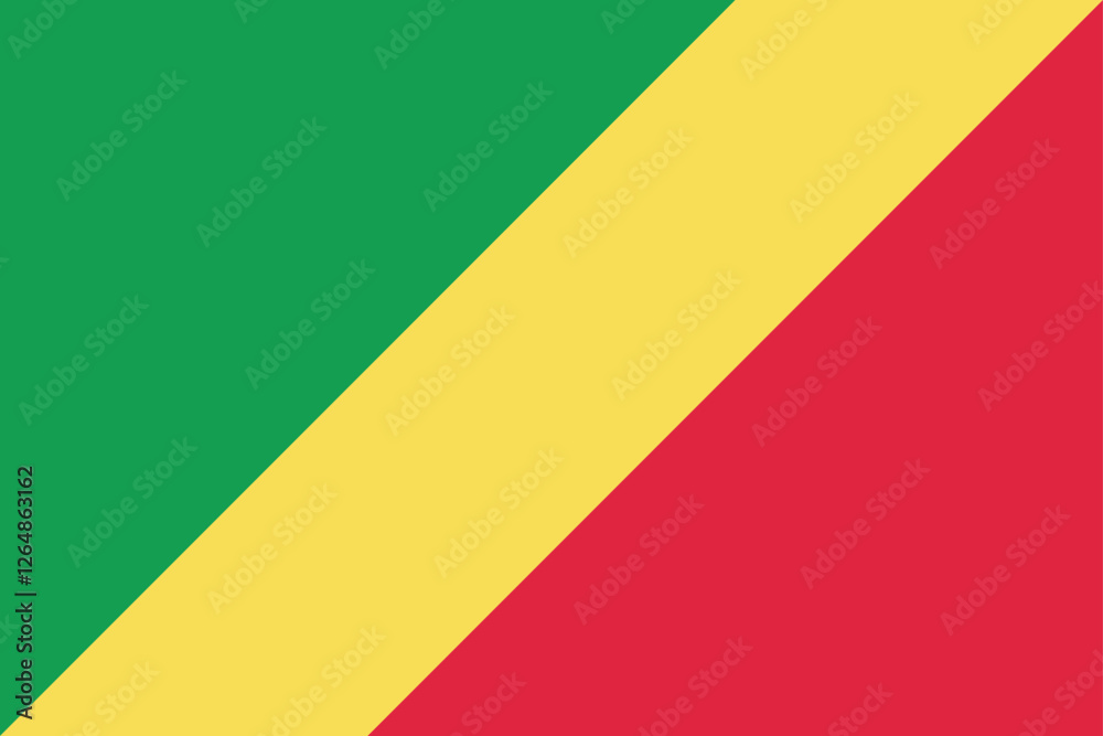 The flag of the Republic of the Congo, with accurate proportions and official colors. Vector image.