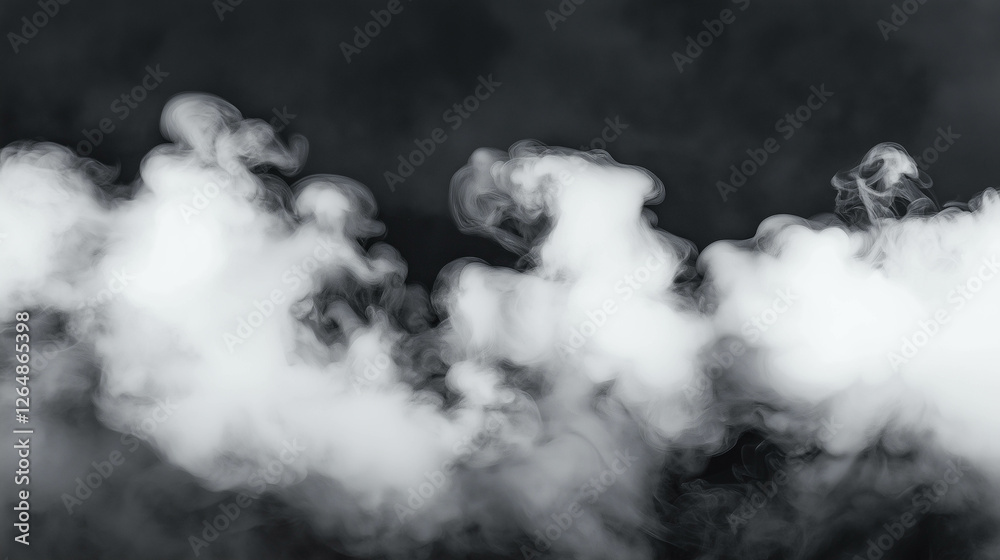 Naklejka premium Mysterious black and white smoke swirling across dark background creates intriguing atmosphere