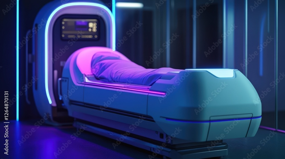 A health tech device scanning a patients body to detect early signs of diseases like cancer or diabetes, offering early-stage detection to save lives A health tech device scanning a patients body to detect early signs of diseases like cancer or diabetes, offering early-stage detection to save lives