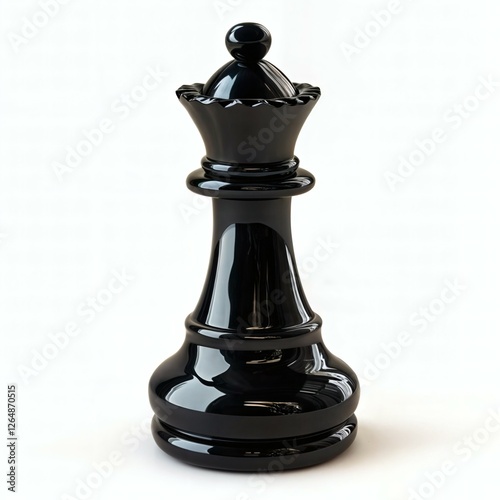 bishop. black chess piece with great detail and shine on a white background.