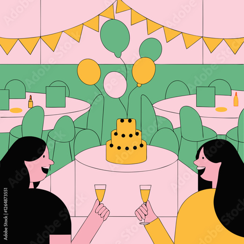 Festive Celebration Cartoon Vector - Vibrant SVG File for Parties & Events