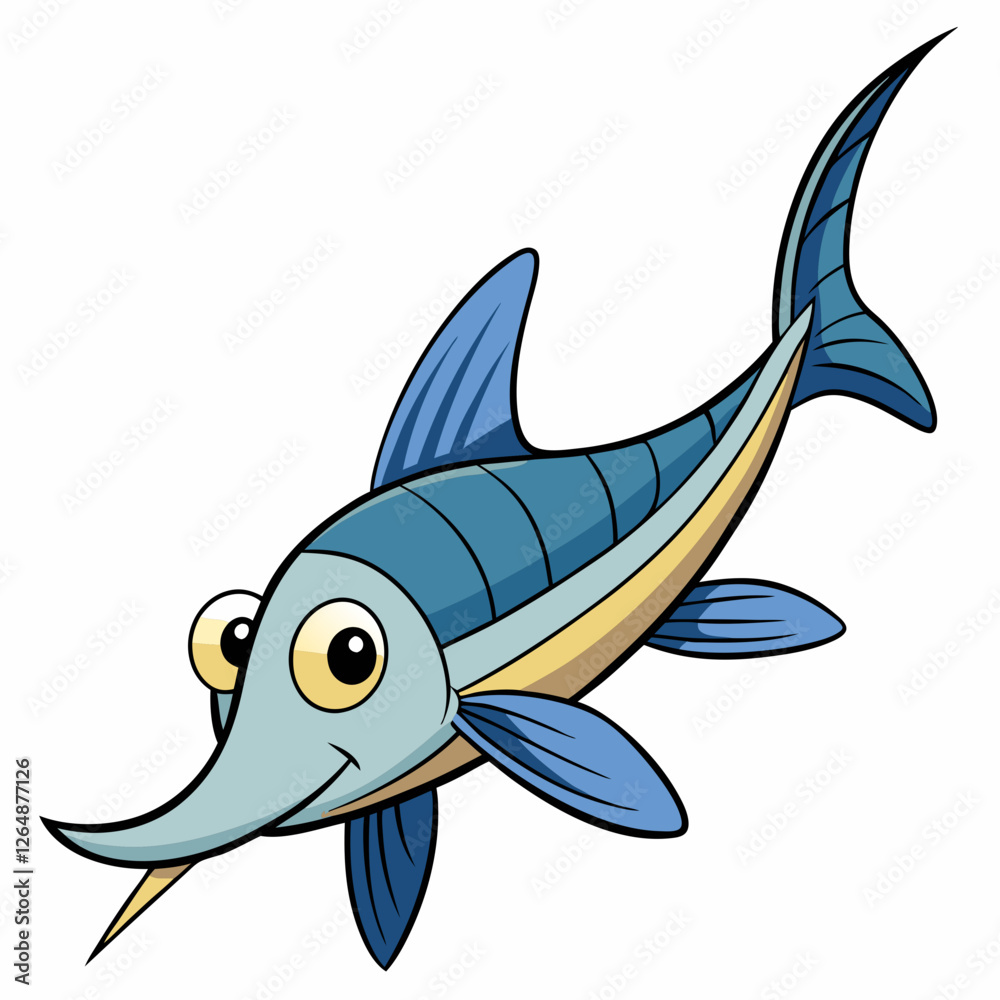 Fototapeta premium blue fish cartoon