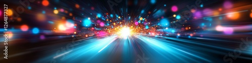 Abstract Swirling Lights With Colorful Bokeh, Motion Background, Long Exposure Lightstreaks photo