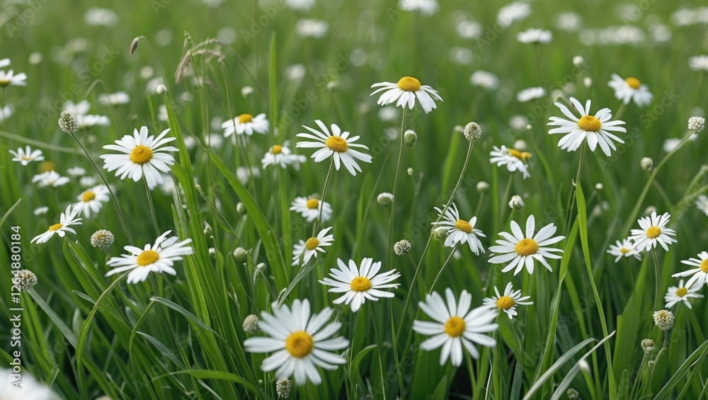 Daisies in a green meadow with blurred background natural floral composition Copy Space Daisies in a green meadow with blurred background natural floral composition Copy Space