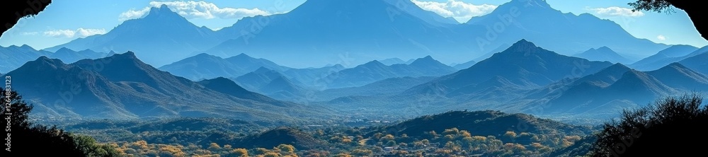 Breathtaking panoramic mountain view in a remote area. Generative AI Breathtaking panoramic mountain view in a remote area. Generative AI