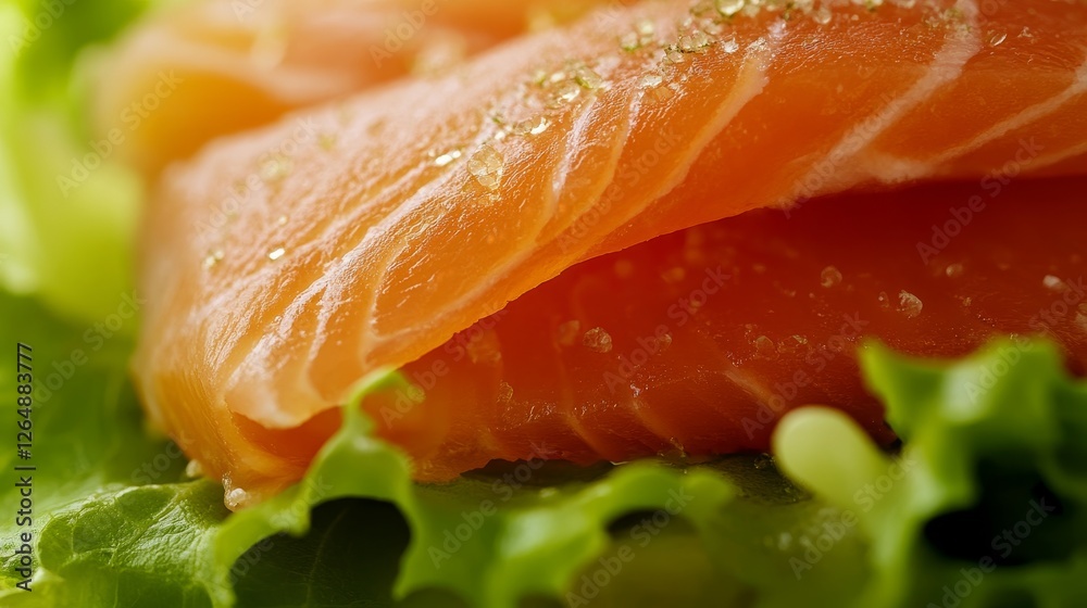 Close Up of Sliced Salmon on Fresh Salad Close Up of Sliced Salmon on Fresh Salad