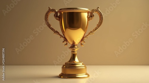 3D Rendered Golden Trophy with Intricate Details and Reflective Surface