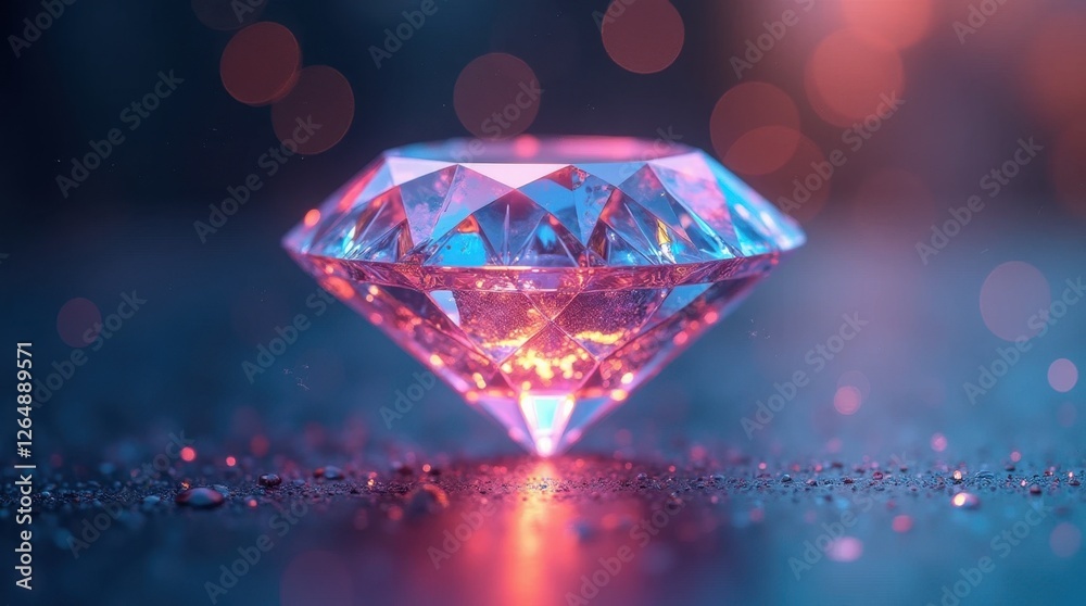 Futuristic Iridescent Diamond with Light Reflections Futuristic Iridescent Diamond with Light Reflections