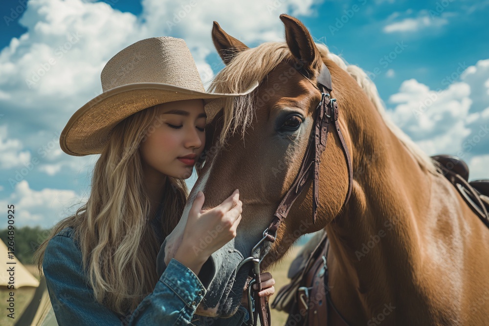 Fototapeta premium girl and horse