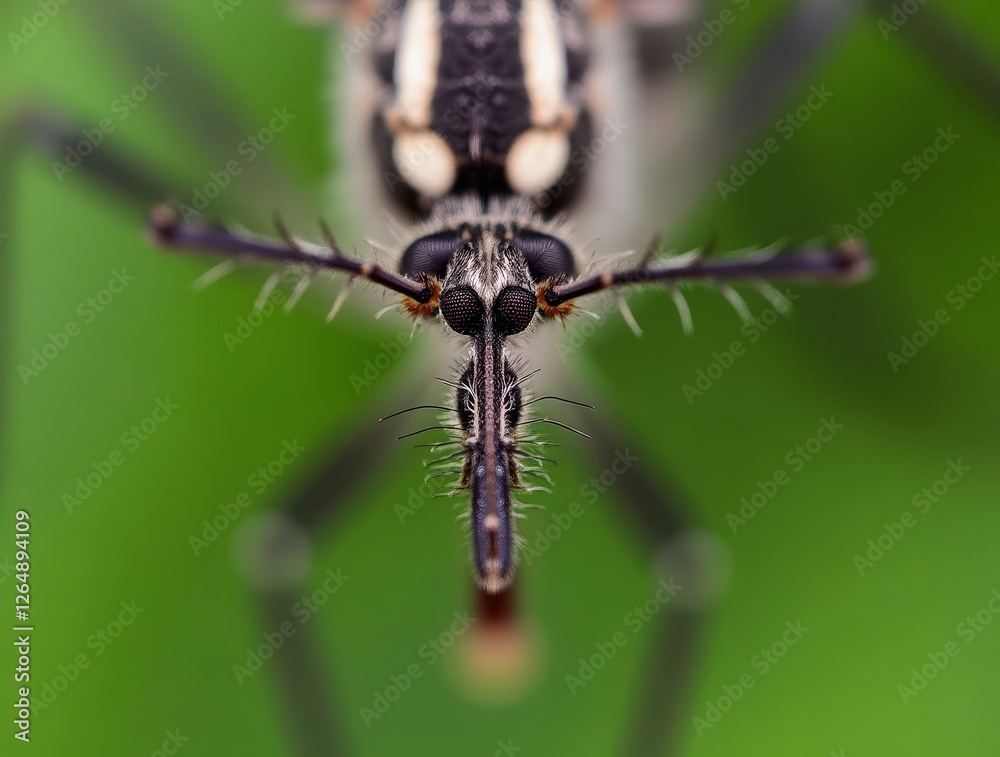 Extreme close-up of mosquito head showing proboscis and antennae Extreme close-up of mosquito head showing proboscis and antennae
