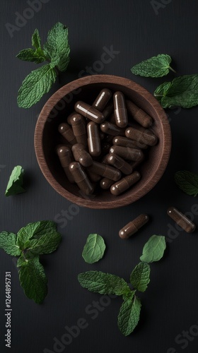 Wallpaper Mural Natural Supplements with Fresh Mint - Healthy Lifestyle Torontodigital.ca