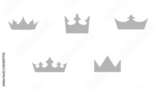 set of silhouette crowns icons