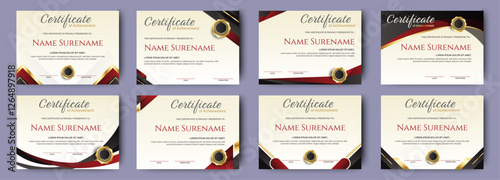 Certificate of completion design. Certificate of achievement, education, award, scholarship, bachelor degree, diploma. vector