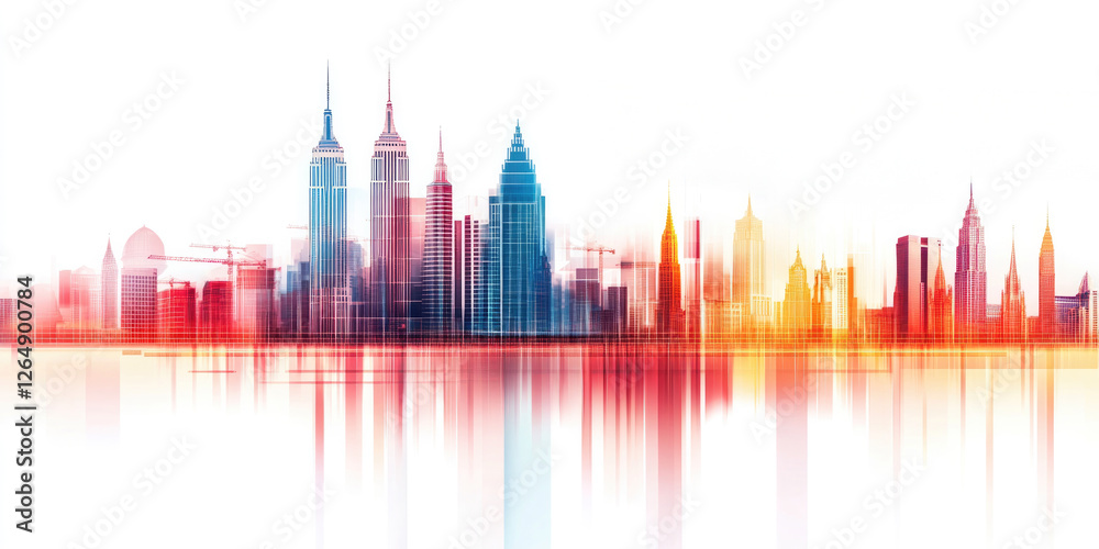 Urban cityscape with skyscrapers and reflections in abstract travel theme background Urban cityscape with skyscrapers and reflections in abstract travel theme background
